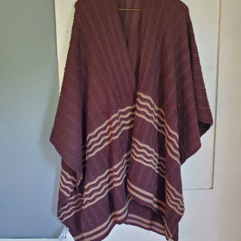 Brown Sweater Shawl Poncho